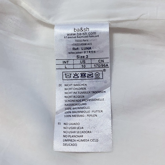 BA&SH [RARE] Luna Metal-Embellished Ivory Jacket - Size 3 (10) - Picture 13 of 15